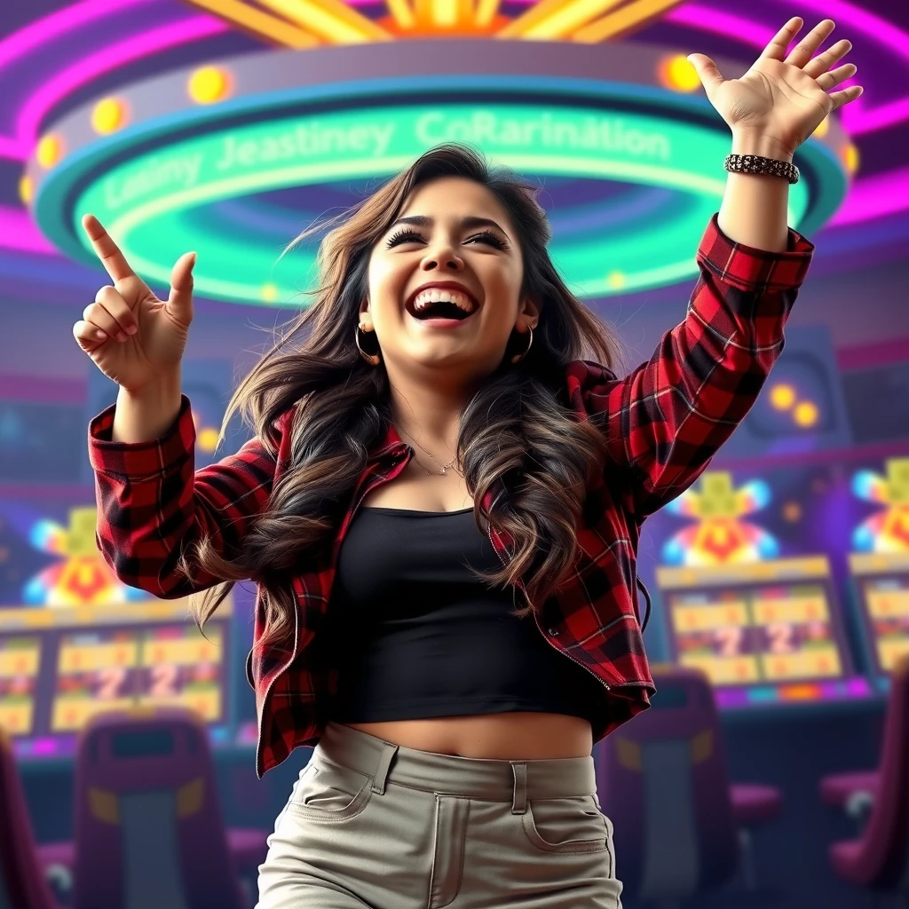 María de Arequipa celebrando su premio en Pachinko